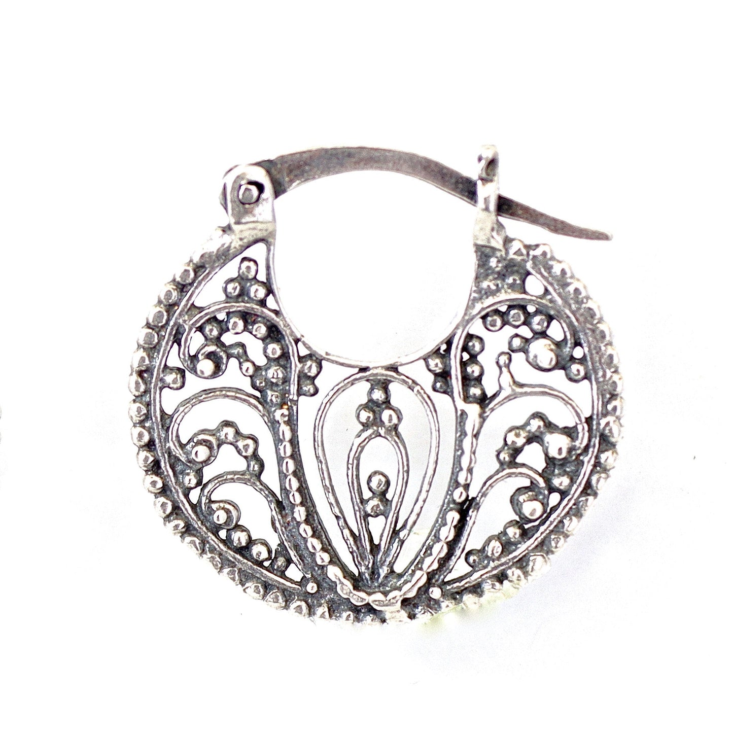 Filigree sterling silver 925 hoop earrings