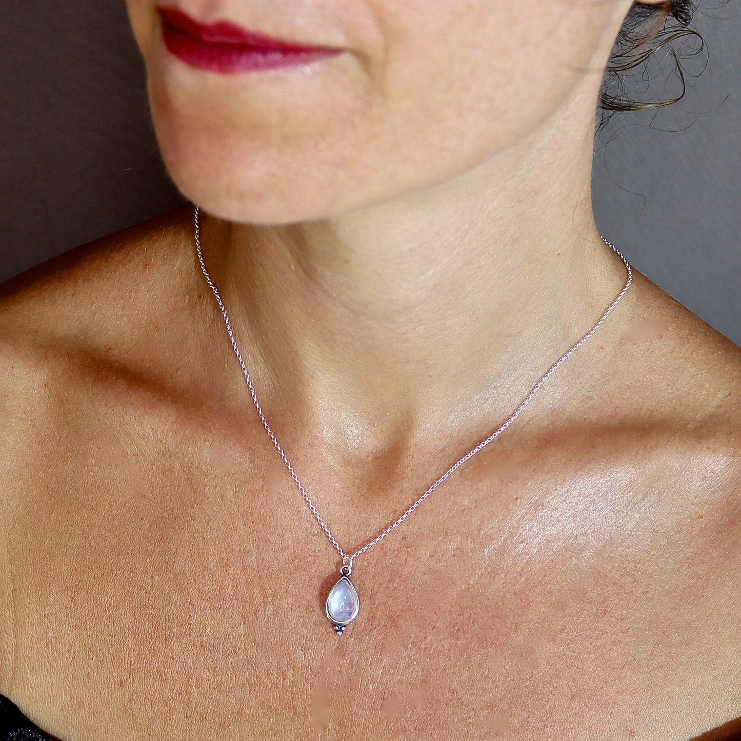 Moonstone necklace, Teardrop sterling silver 925 necklace pendant