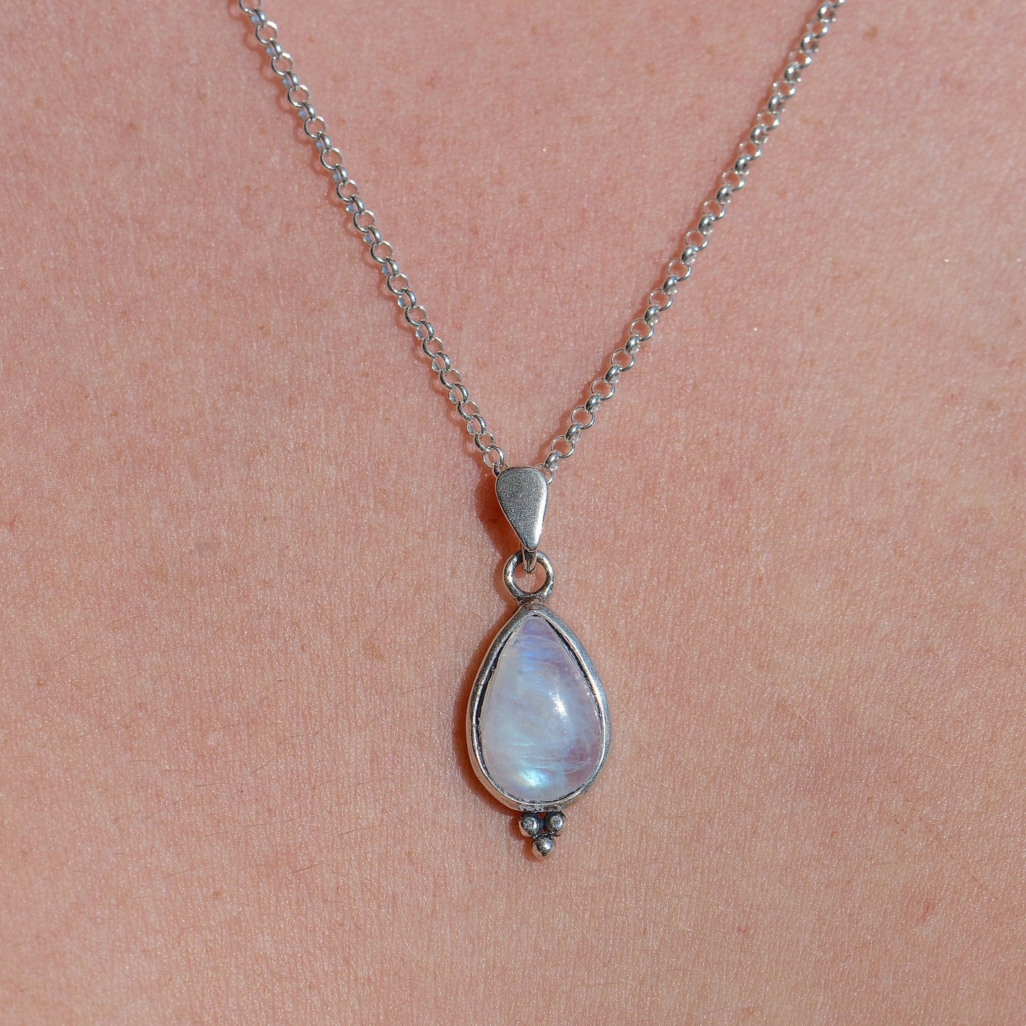 Moonstone necklace, Teardrop sterling silver 925 necklace pendant