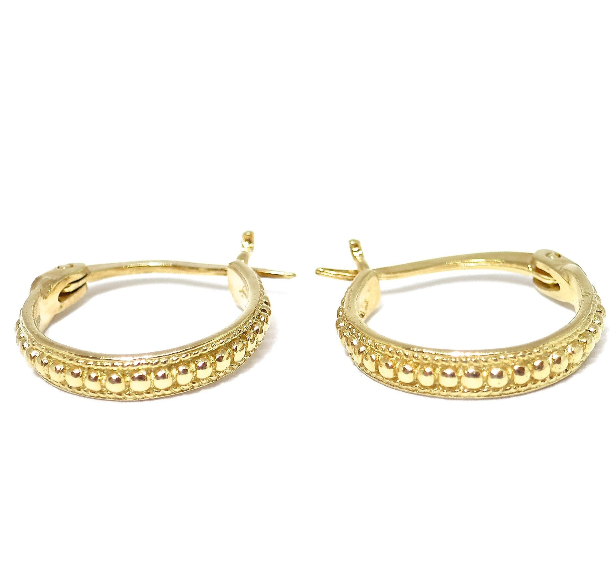 Small solid 14k gold hoop earrings, Vintage style hoop earrings