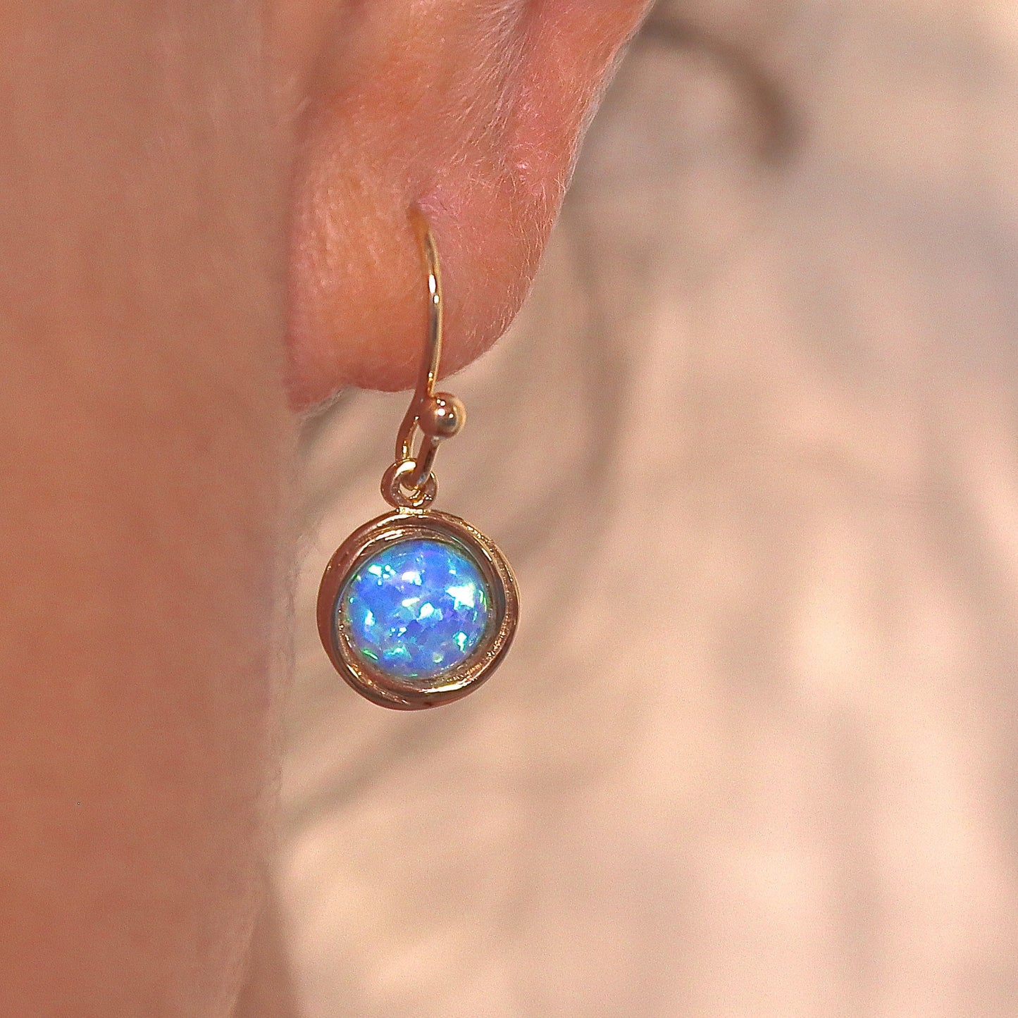 Solid 14k gold Opal Earrings, Real Gold dangle Earrings