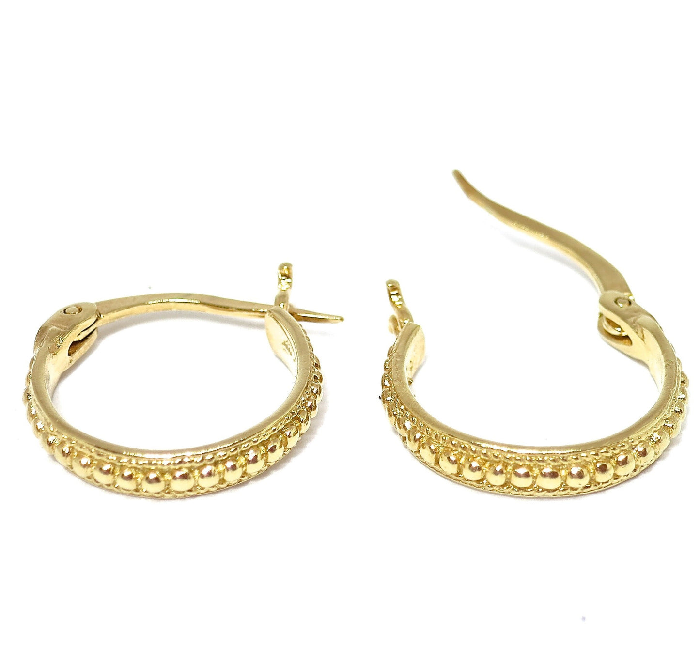Small solid 14k gold hoop earrings, Vintage style hoop earrings