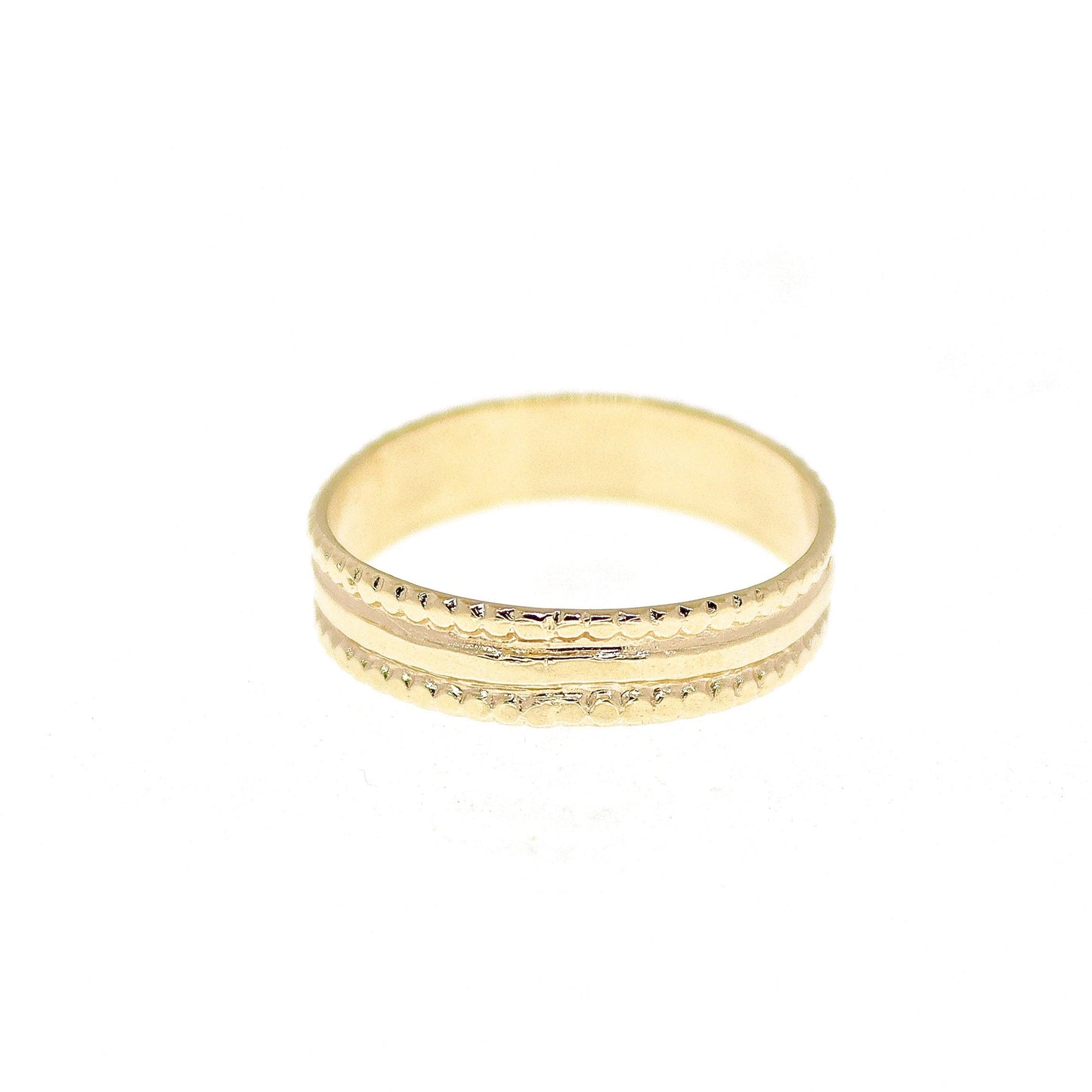 Wide solid 14k gold ring band