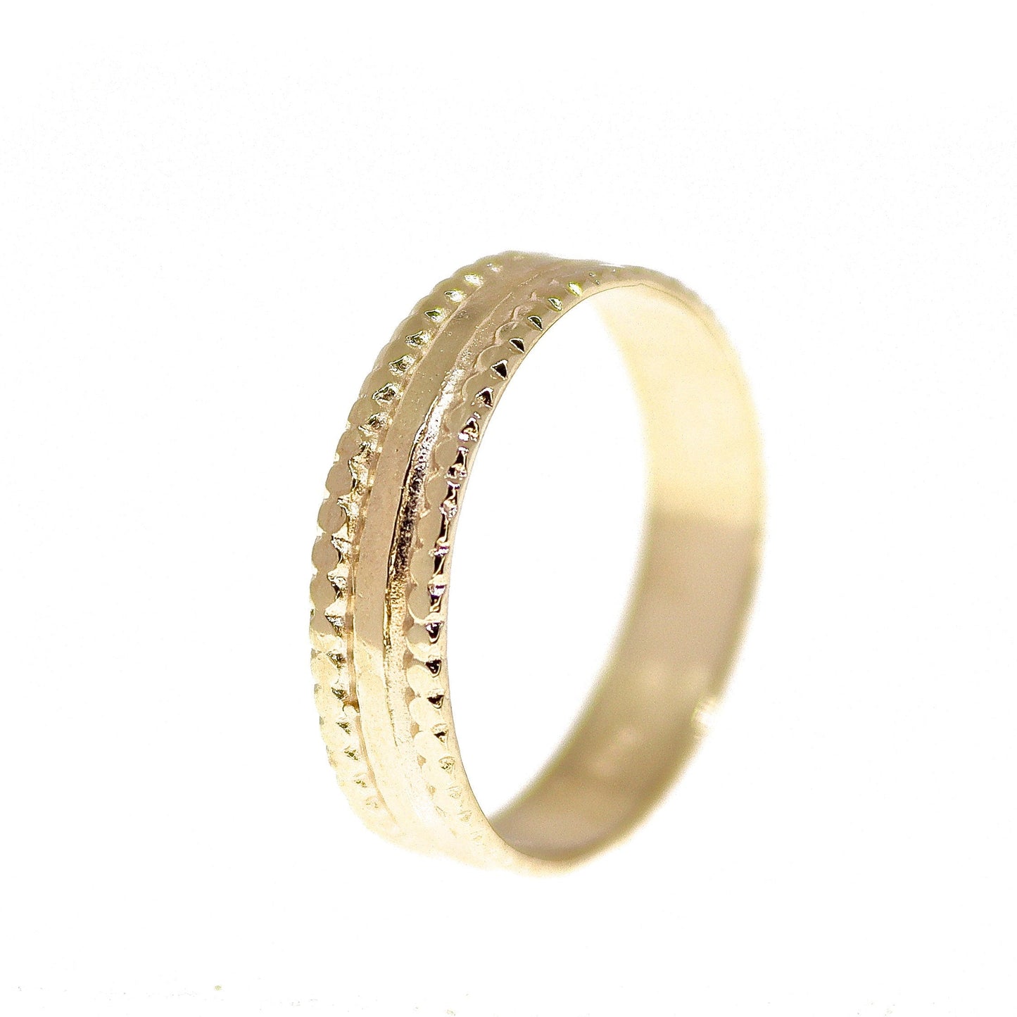Wide solid 14k gold ring band