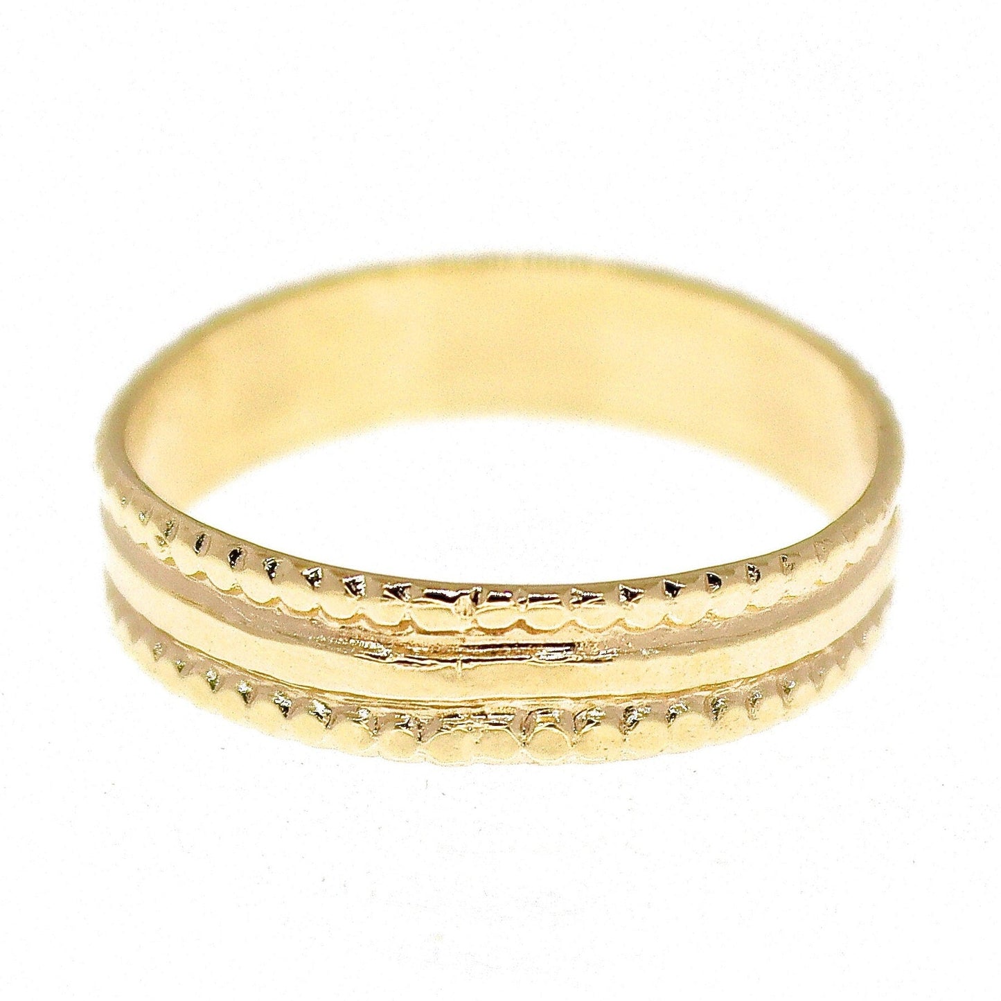 Wide solid 14k gold ring band