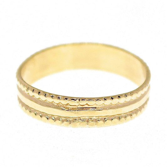 Wide solid 14k gold ring band