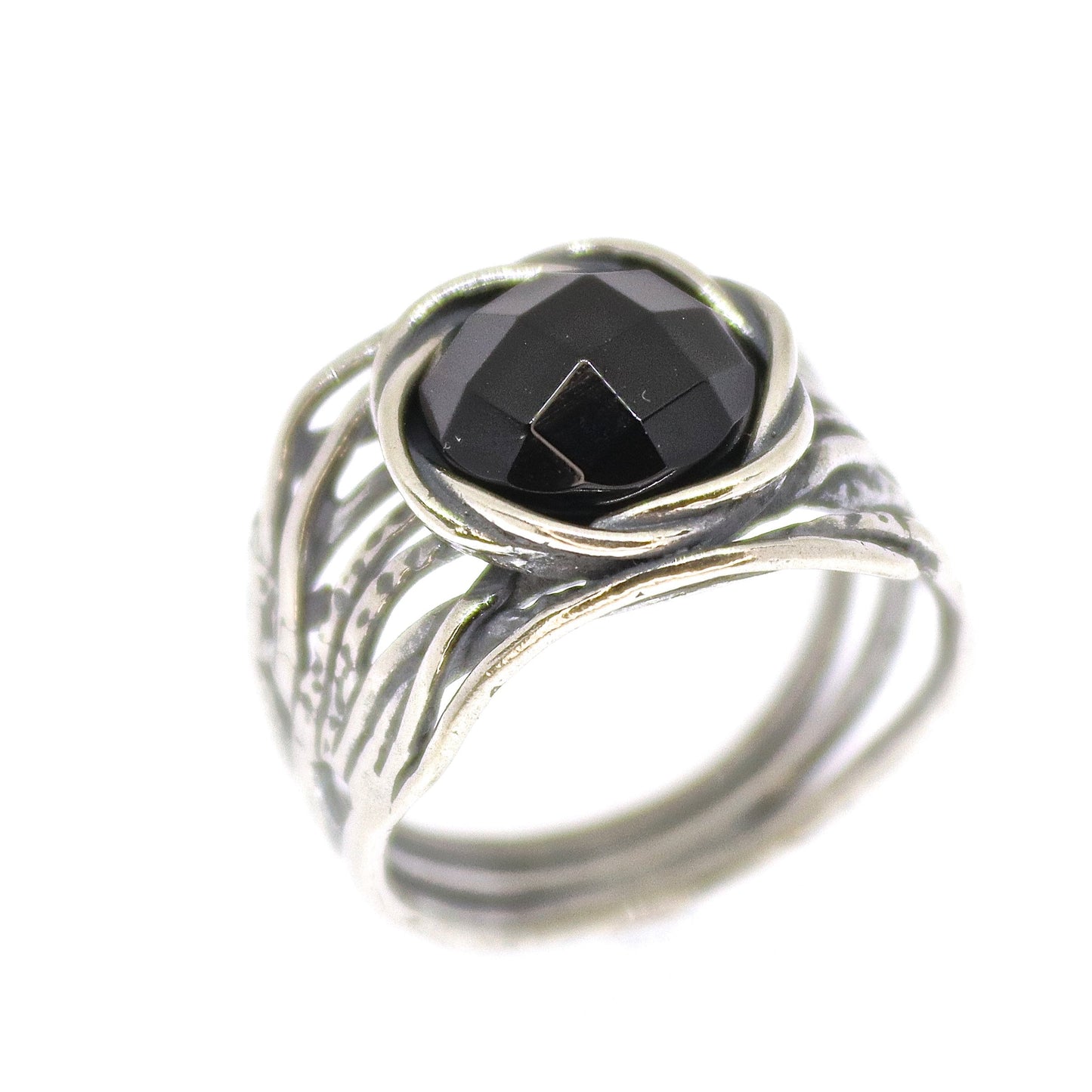 Gemstone ring, Big stone wide sterling silver 925 chunky ring