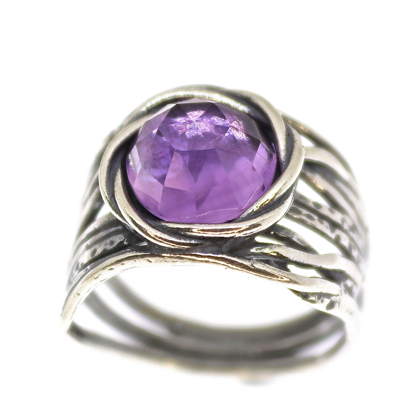 Gemstone ring, Big stone wide sterling silver 925 chunky ring