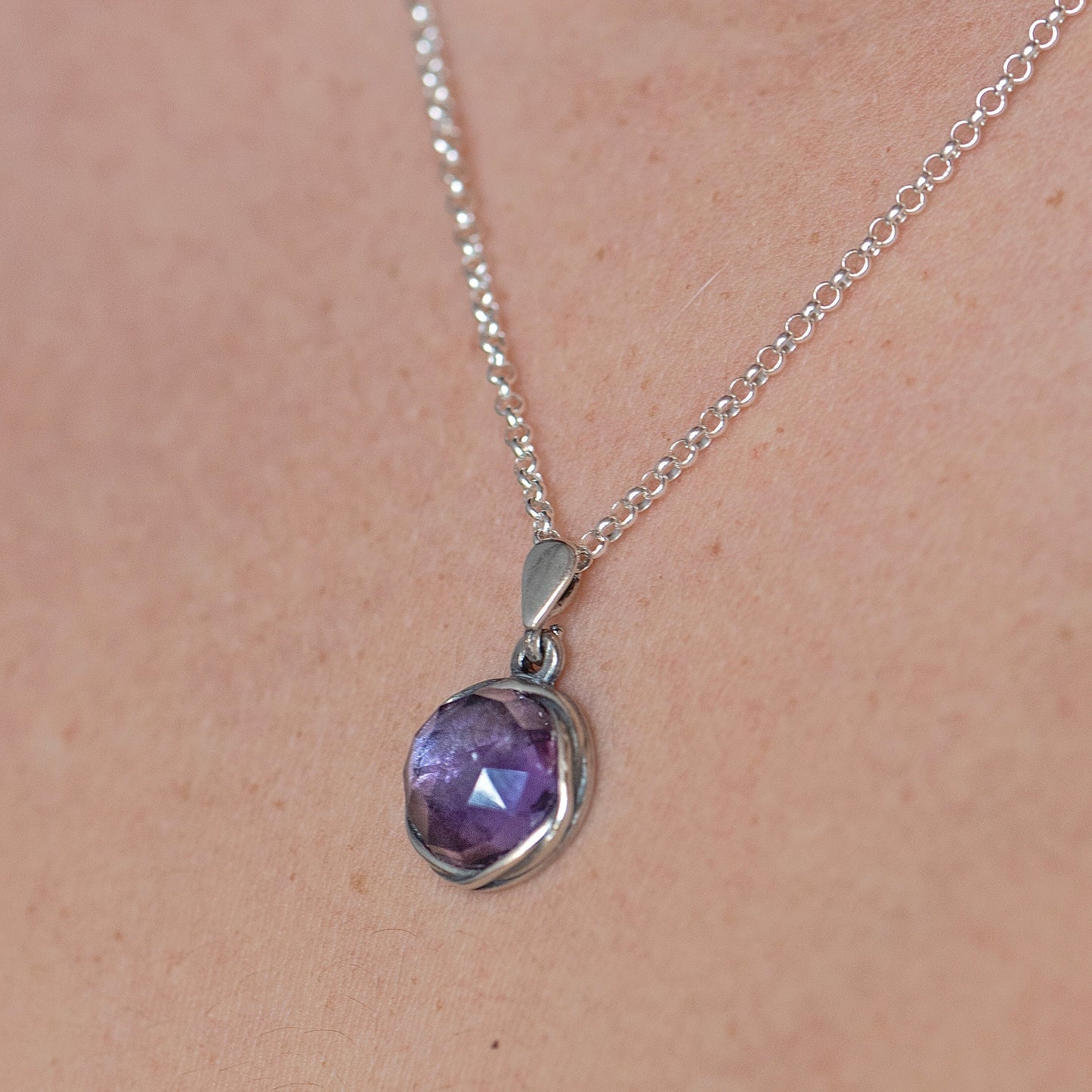 Gemstone sterling silver 925 pendant necklace