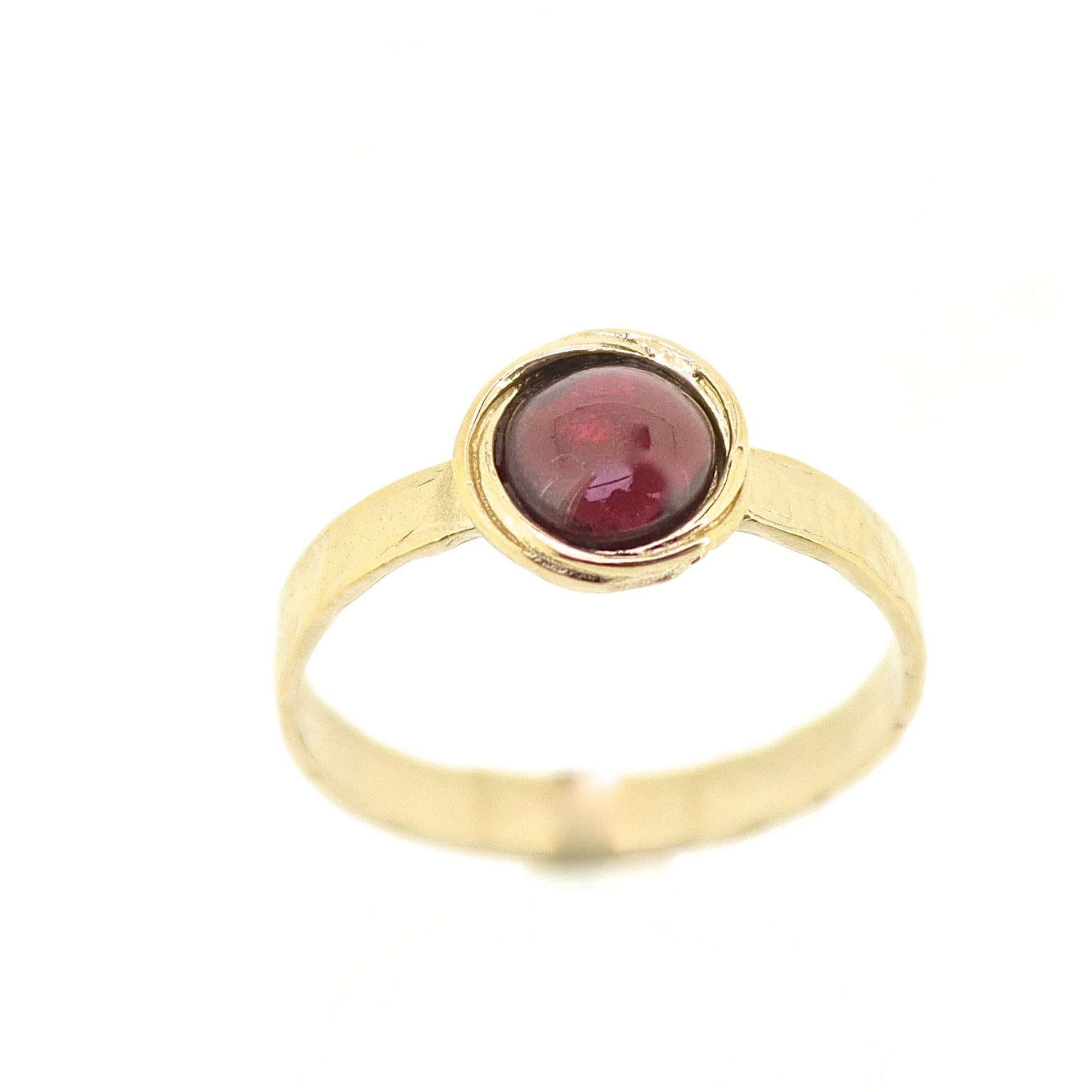 Blue opal 14k gold ring band, Hammered gold ring with stone