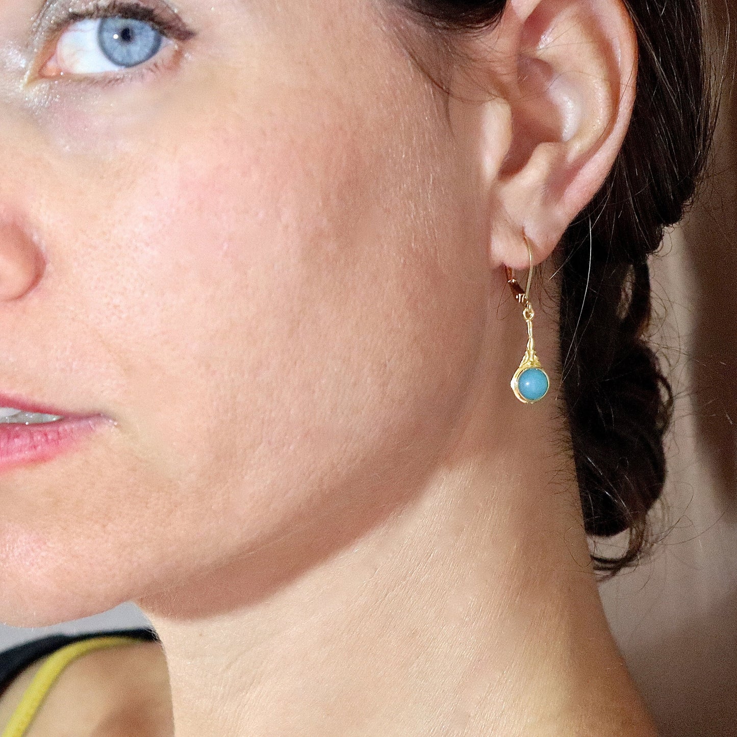 Aquamarine 14k gold dangle earrings - Handcrafted Gemstone Jewelry