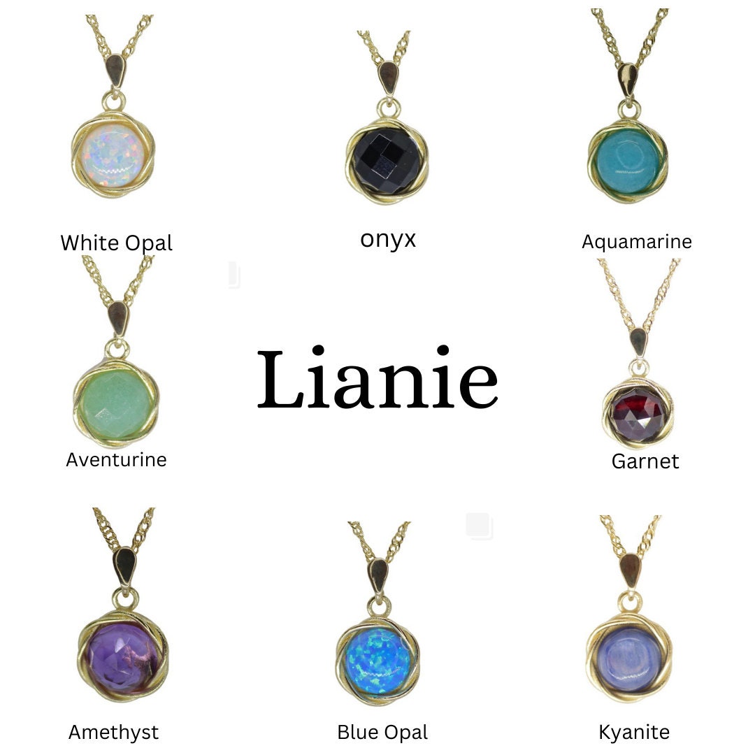 Blue stone pendant, Kyanite 14k gold pendant necklace, Blue stone round gold pendant necklace