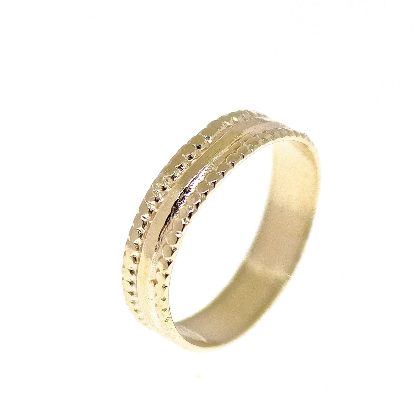 Wide solid 14k gold ring band