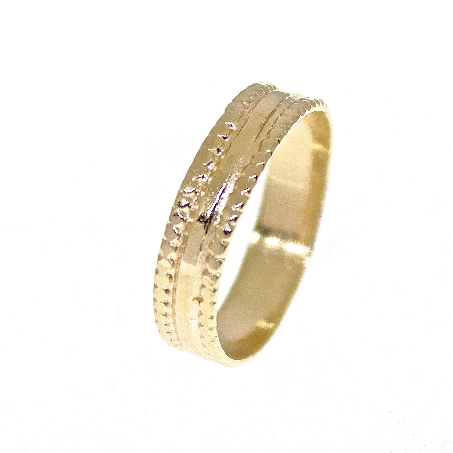 Wide solid 14k gold ring band