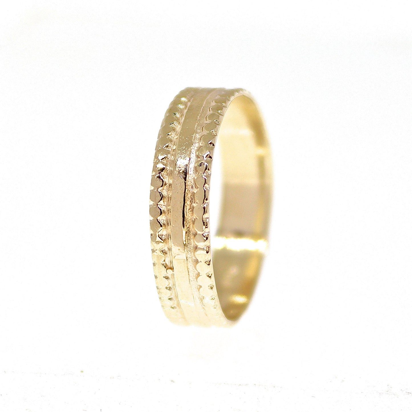 Wide solid 14k gold ring band
