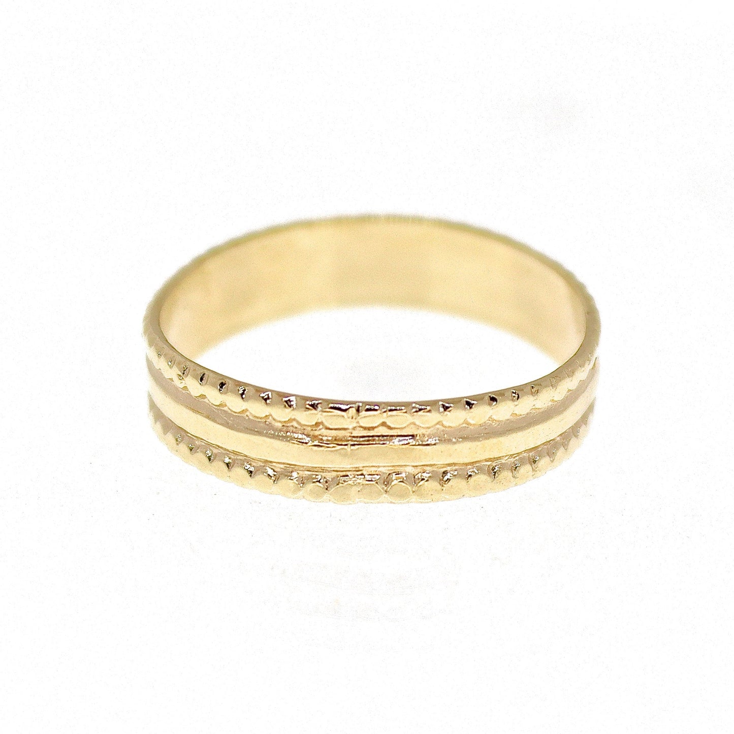 Wide solid 14k gold ring band