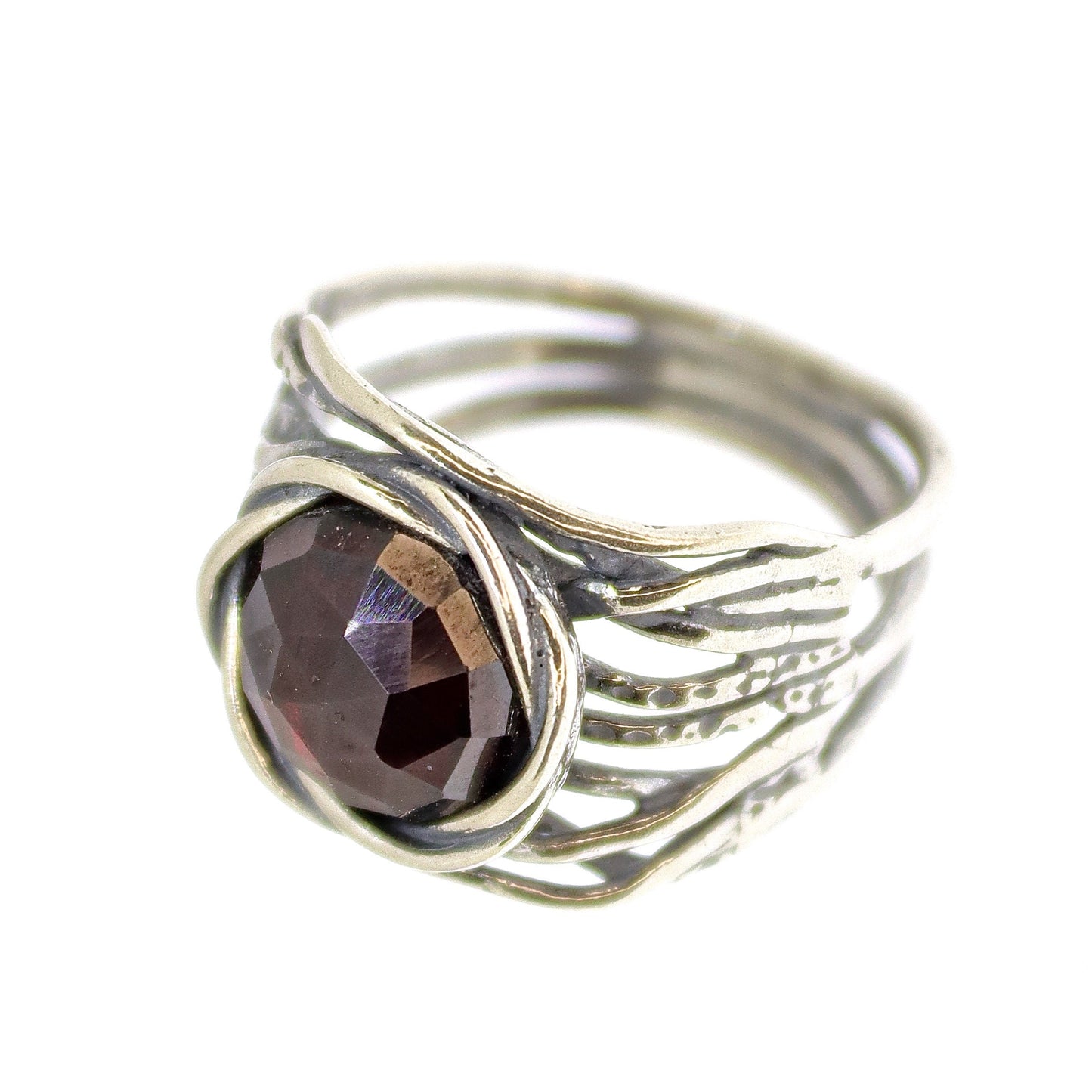 Gemstone ring, Big stone wide sterling silver 925 chunky ring