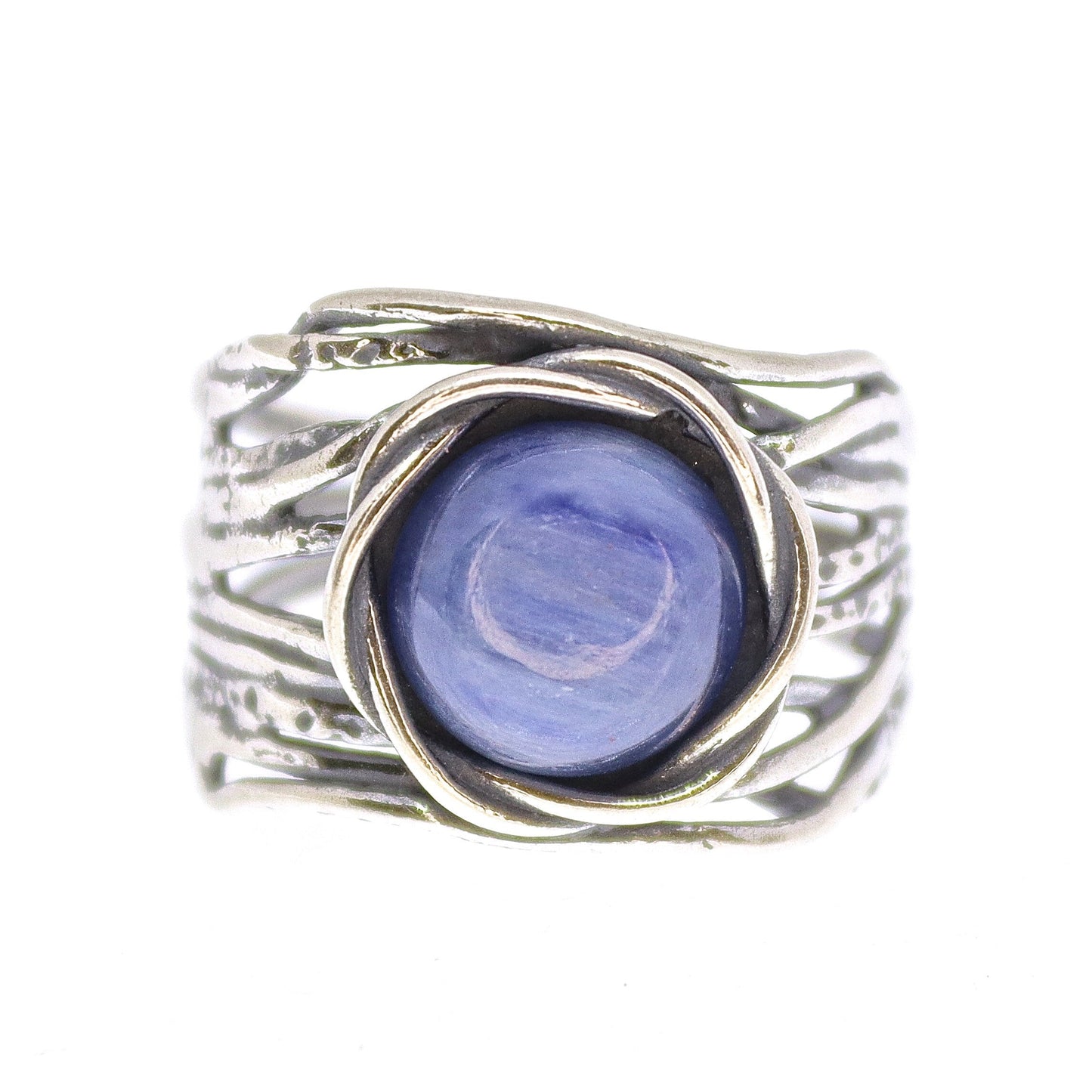 Gemstone ring, Big stone wide sterling silver 925 chunky ring