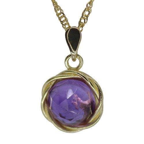 Blue stone pendant, Kyanite 14k gold pendant necklace, Blue stone round gold pendant necklace
