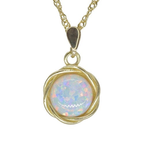 Blue stone pendant, Kyanite 14k gold pendant necklace, Blue stone round gold pendant necklace