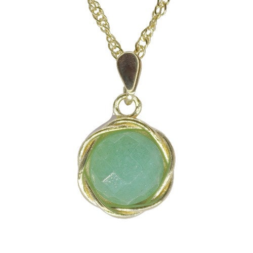 Blue stone pendant, Kyanite 14k gold pendant necklace, Blue stone round gold pendant necklace