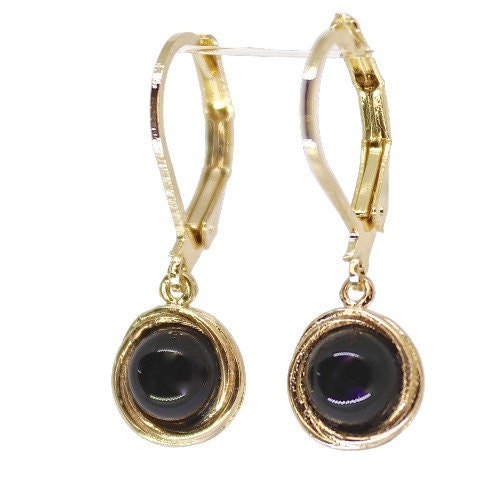 Turquoise solid 14k gold dangle earrings