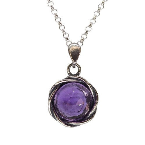 Garnet necklace sterling silver 925