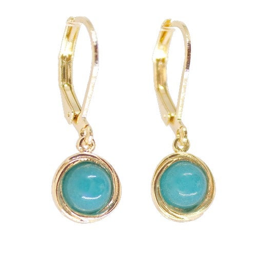 Solid 14k gold Opal Earrings, Real Gold dangle Earrings