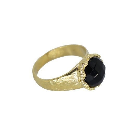 Black onyx 14k gold ring