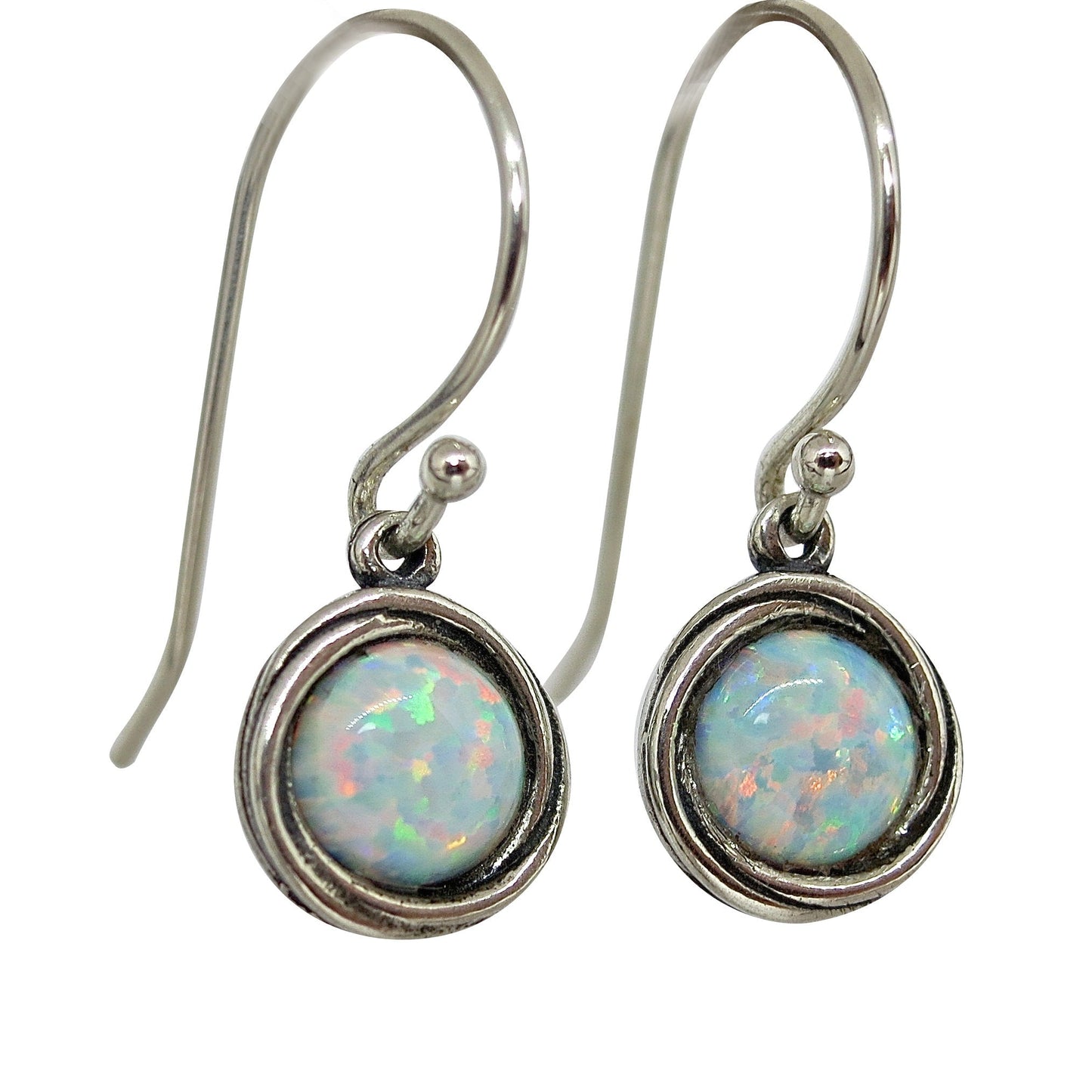 Jade earrings, Sterling silver 925 round stone dangle earrings