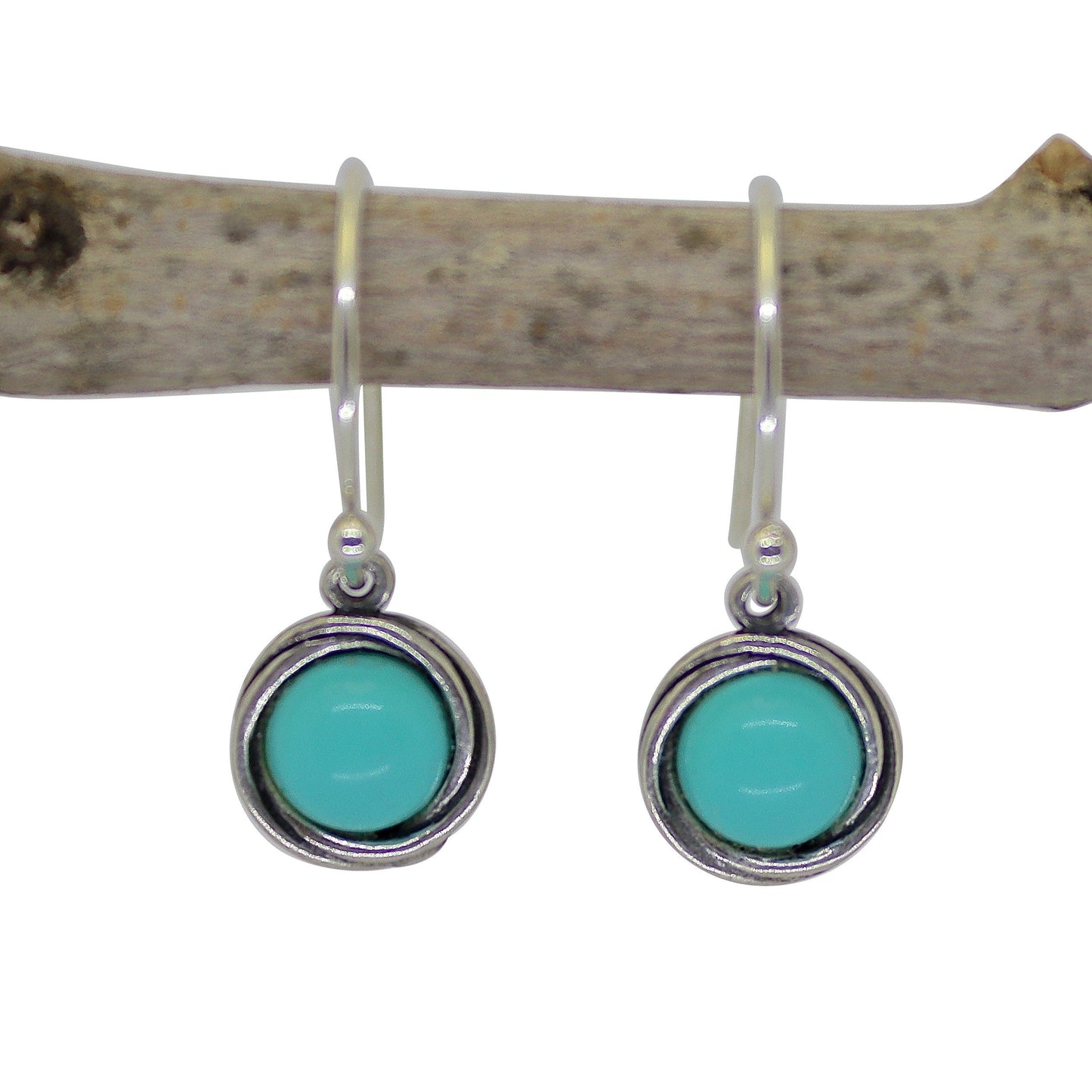 Jade earrings, Sterling silver 925 round stone dangle earrings