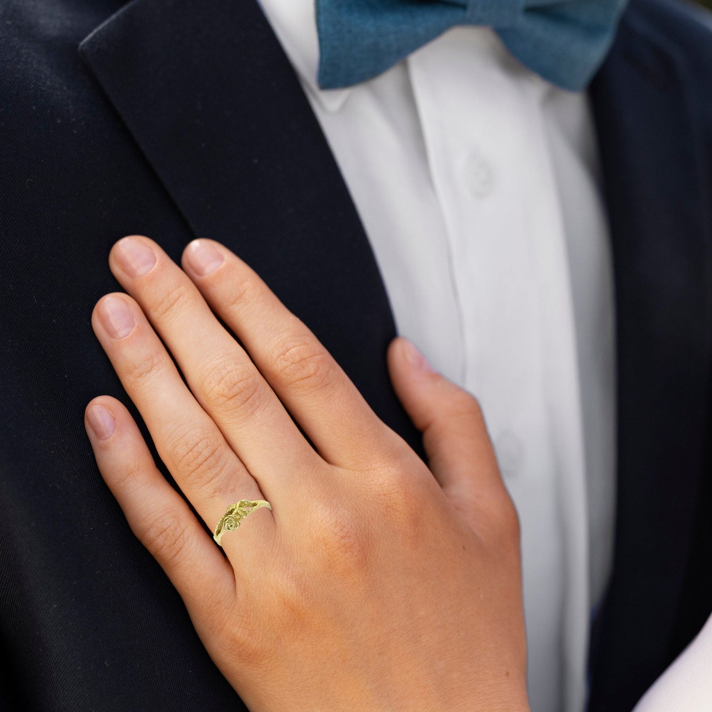 Rose solid 14k gold ring for Women