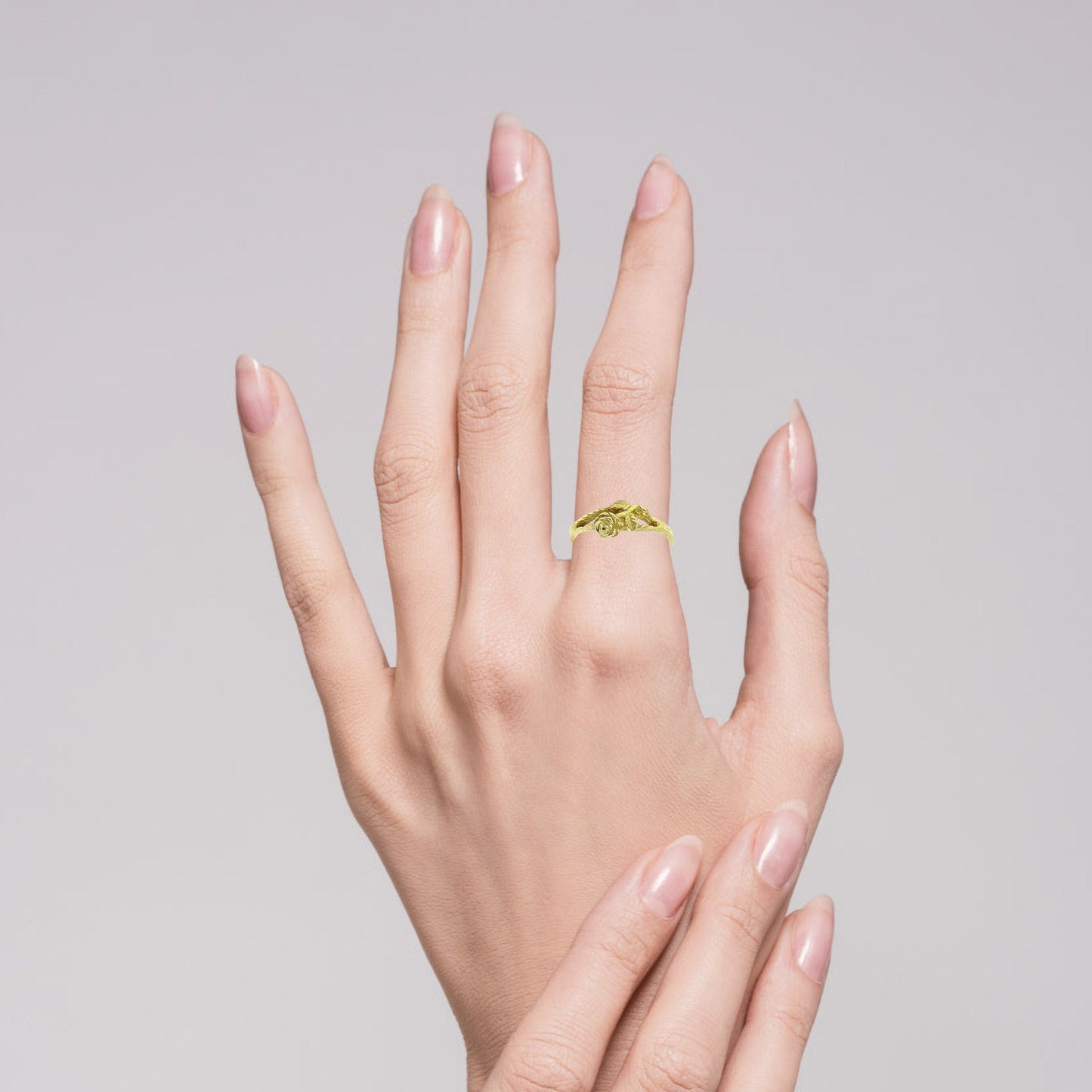 Rose solid 14k gold ring for Women