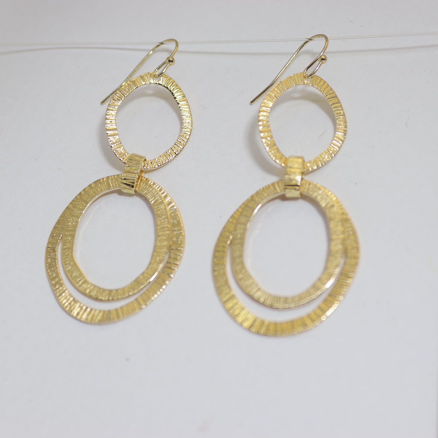 14k gold Long dangle earrings, Large link earrings
