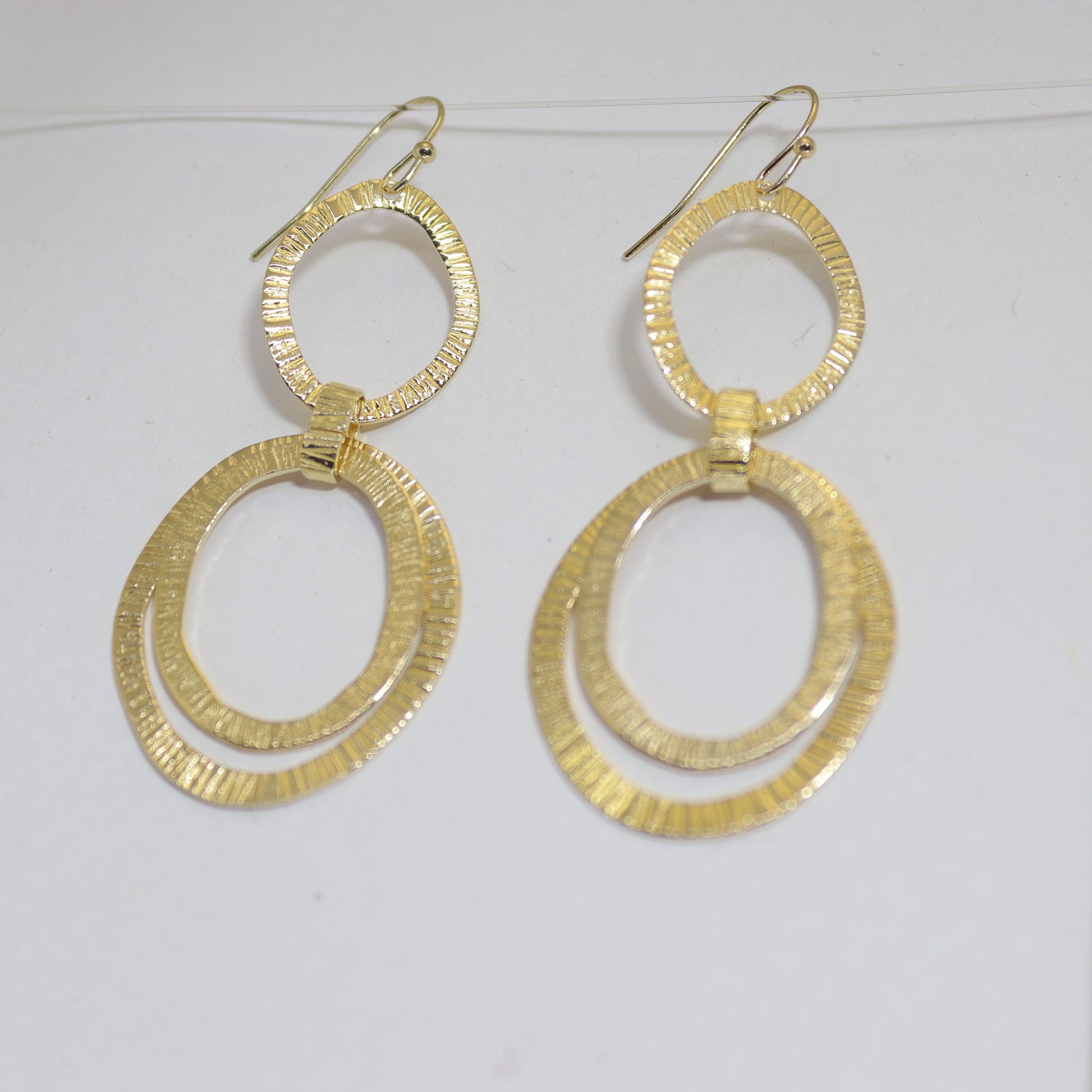 14k gold Long dangle earrings, Large link earrings