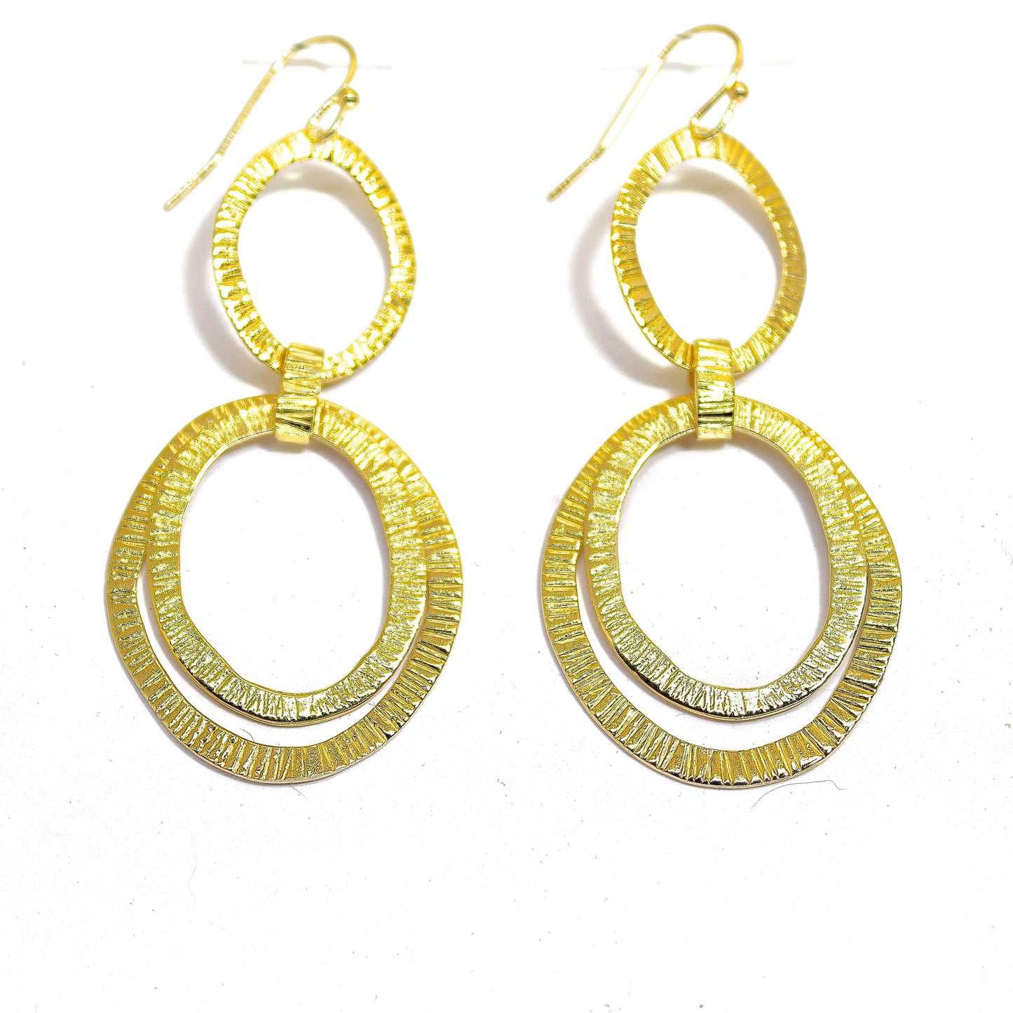 14k gold Long dangle earrings, Large link earrings