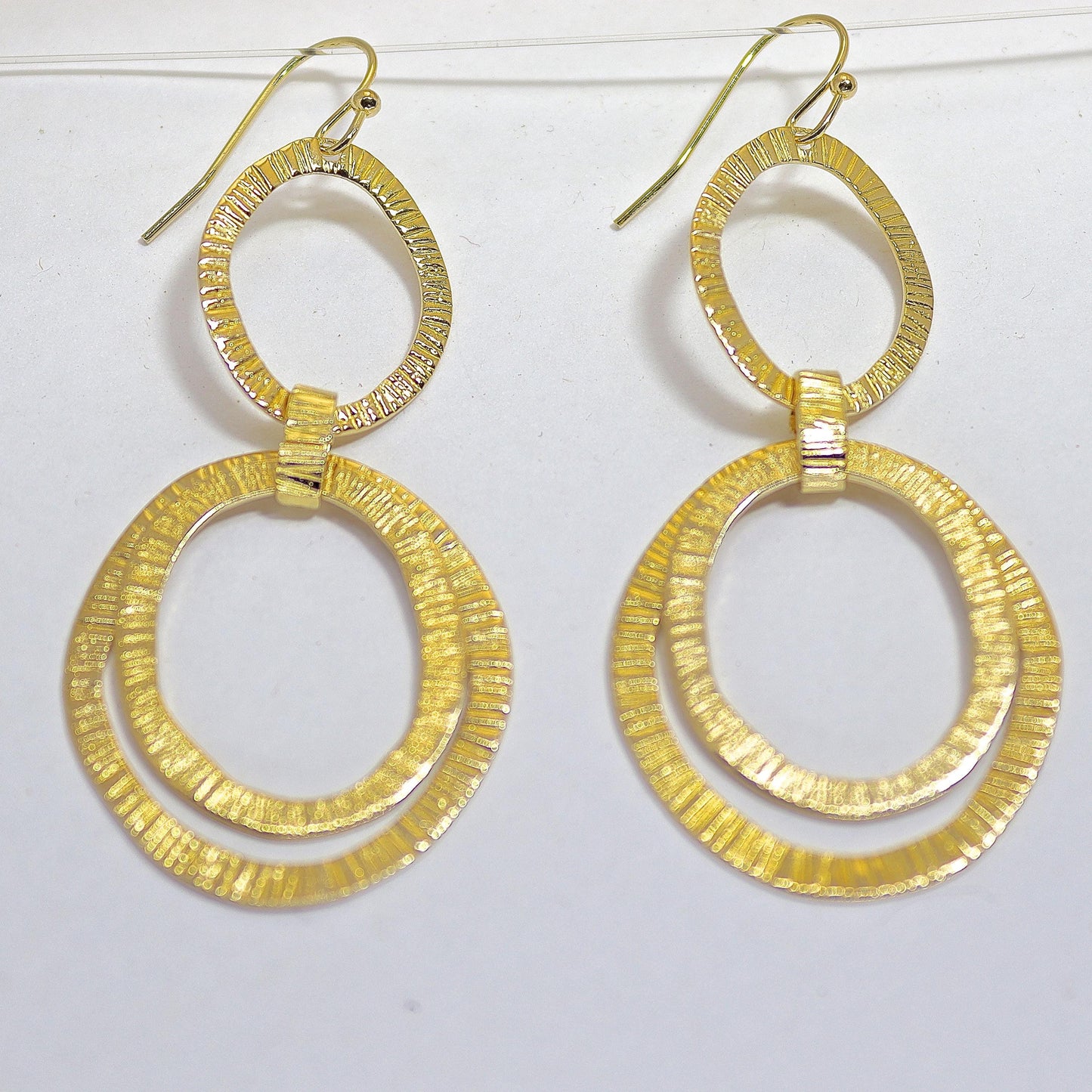 14k gold Long dangle earrings, Large link earrings