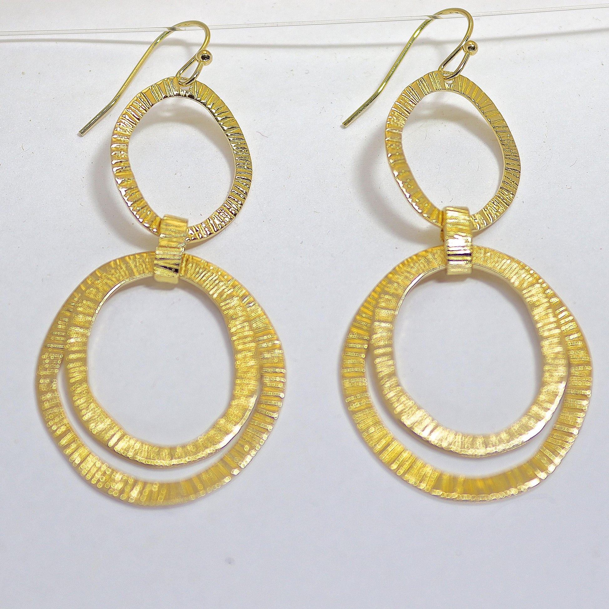 14k gold Long dangle earrings, Large link earrings