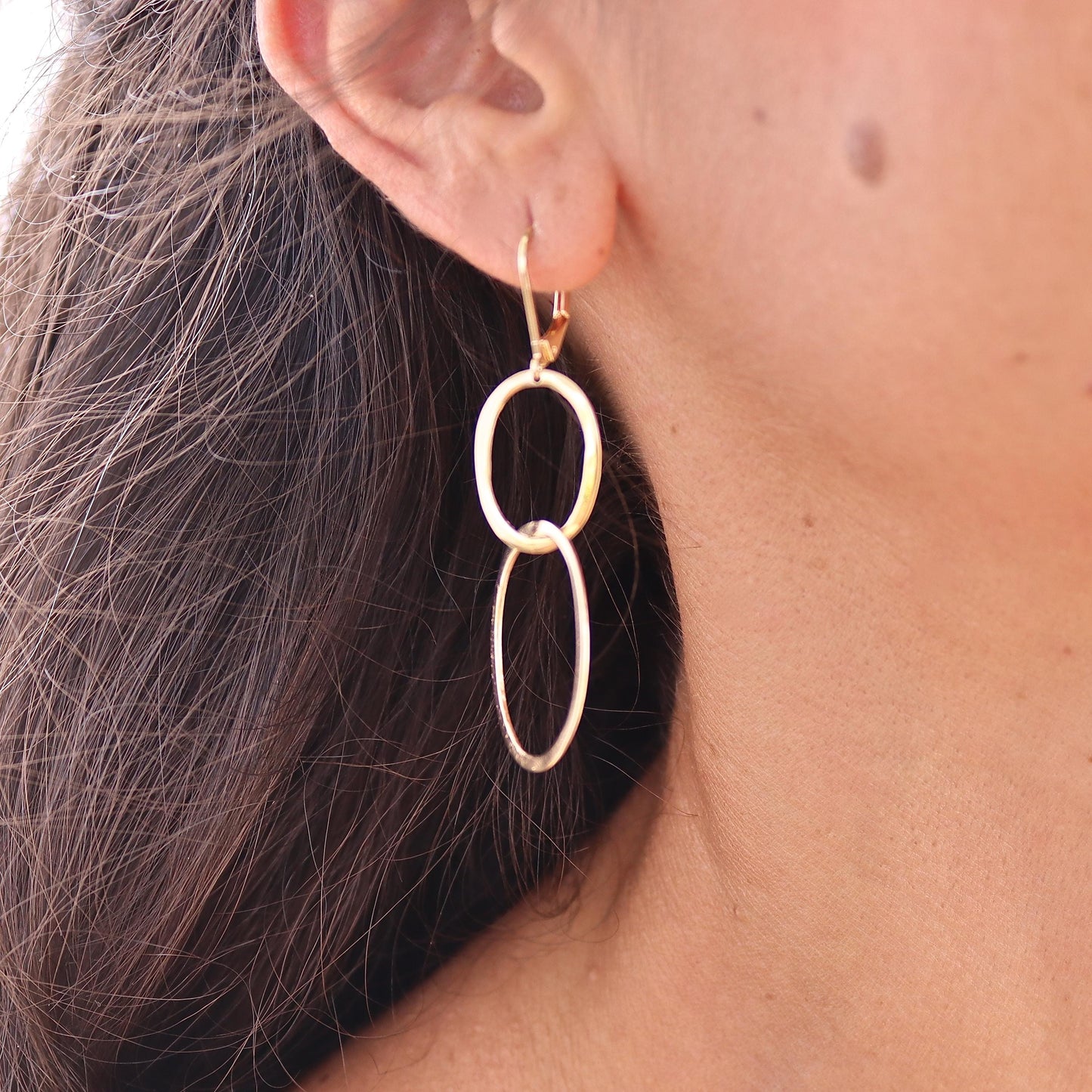 Link 14k gold dangle earrings