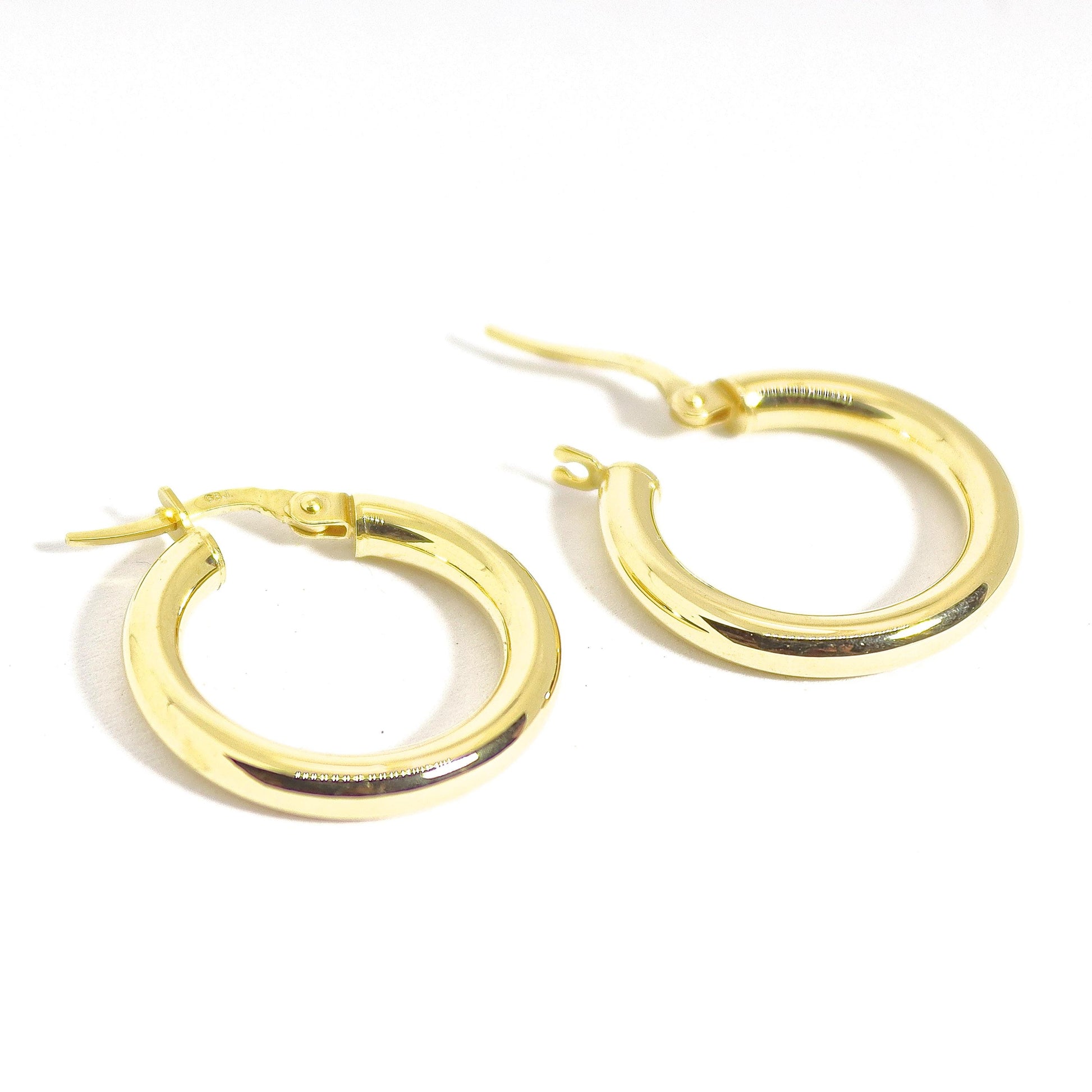 Solid 14k gold hoop earrings, Vintage style hoop earrings