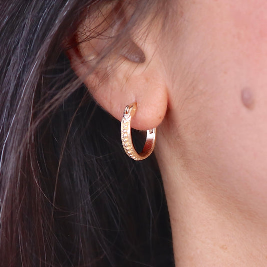 Small solid 14k gold hoop earrings, Vintage style hoop earrings
