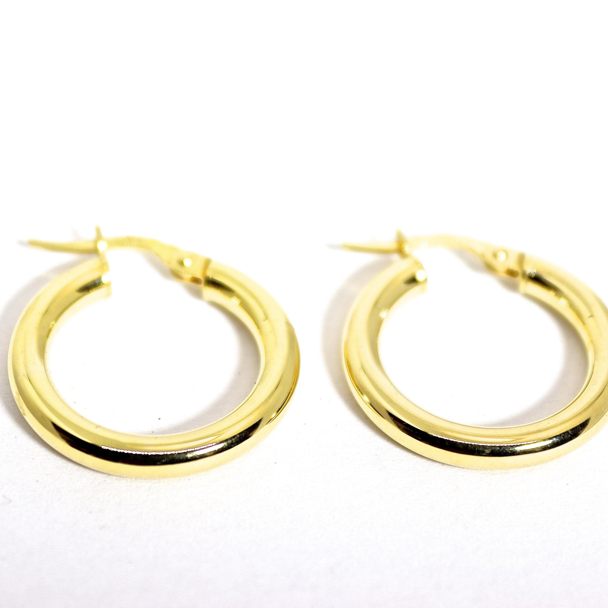 Solid 14k gold hoop earrings, Vintage style hoop earrings