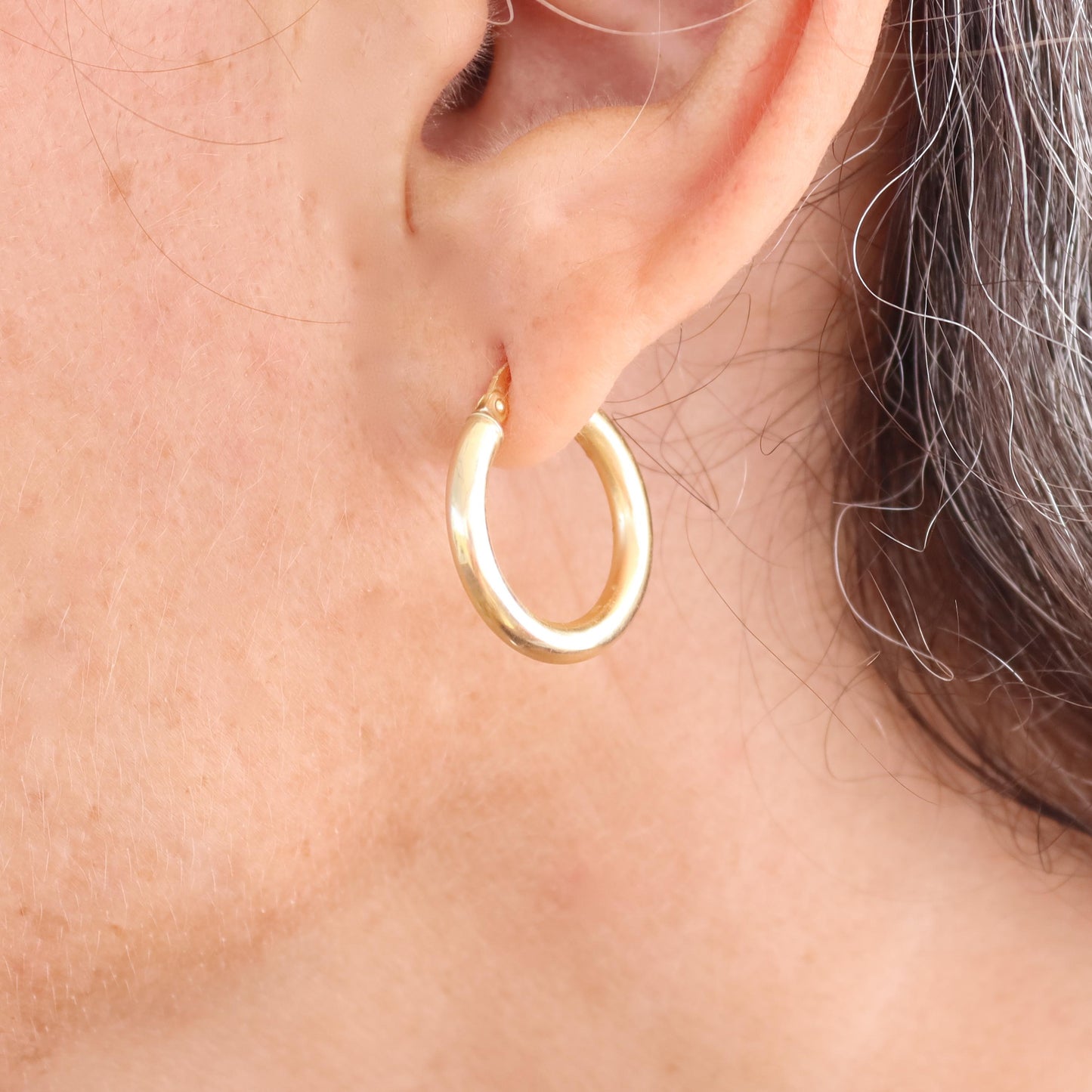 Solid 14k gold hoop earrings, Vintage style hoop earrings