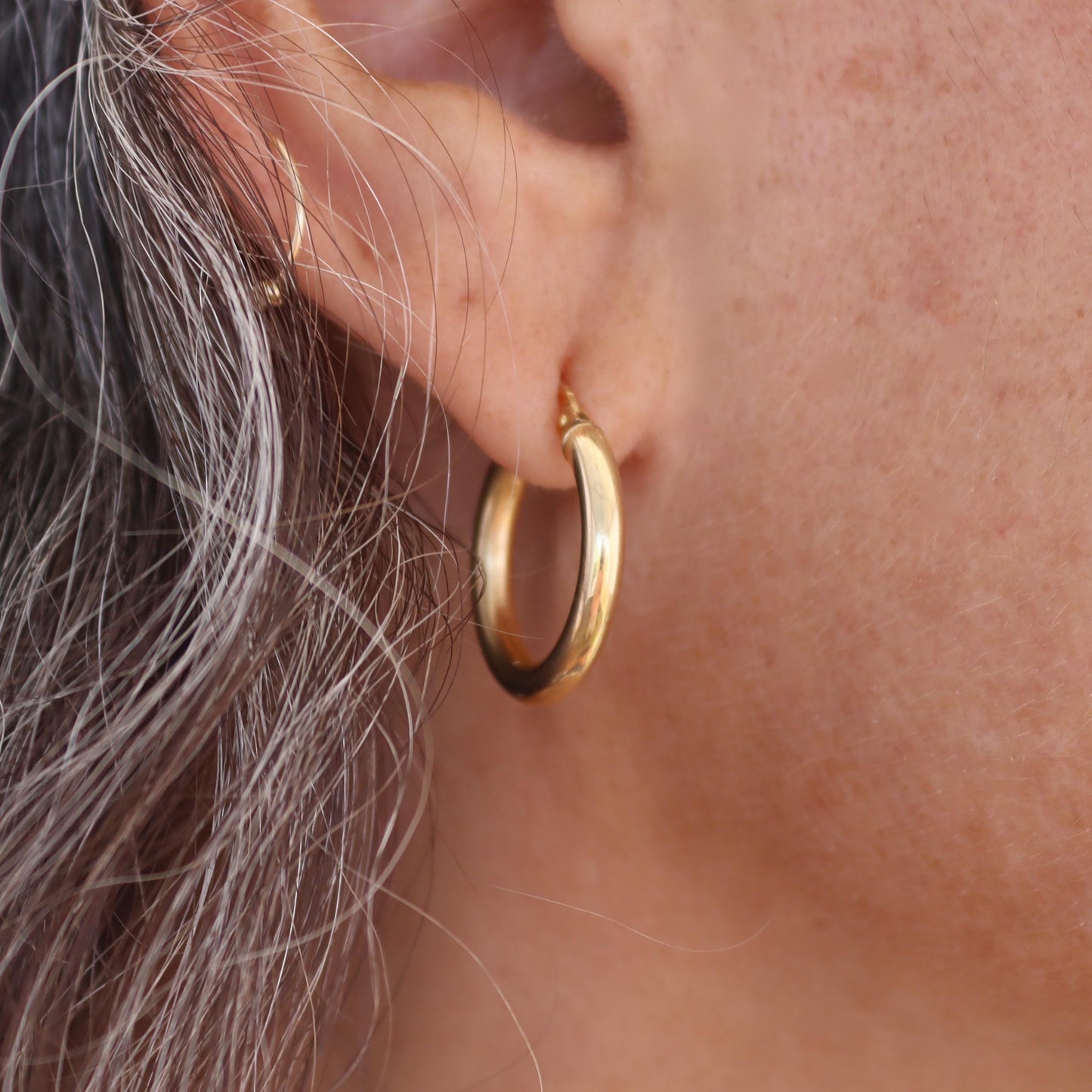 Solid 14k gold hoop earrings, Vintage style hoop earrings