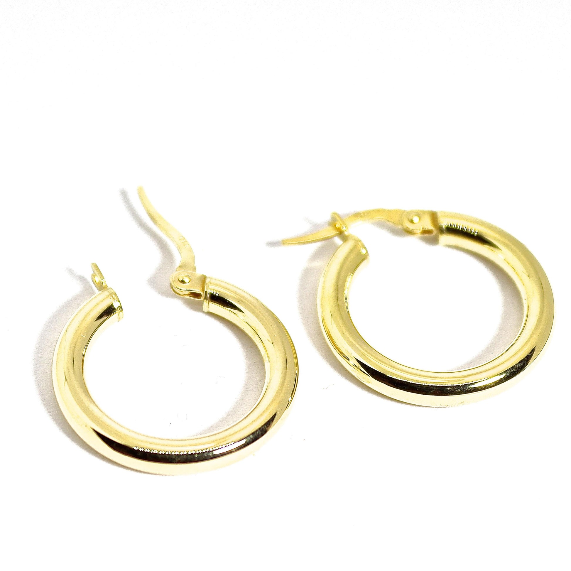 Solid 14k gold hoop earrings, Vintage style hoop earrings