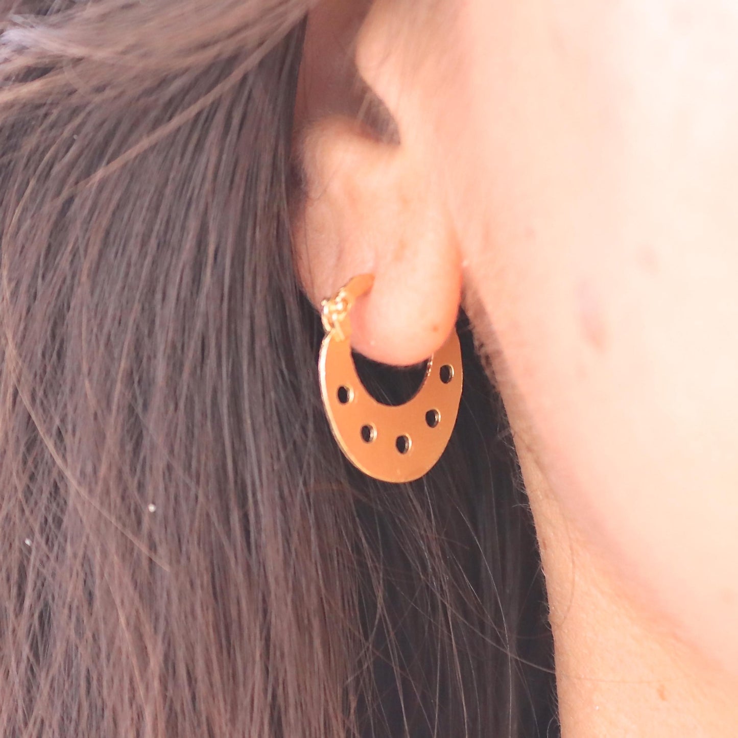 Solid 14k gold hoop earrings, Horseshoe jewelry