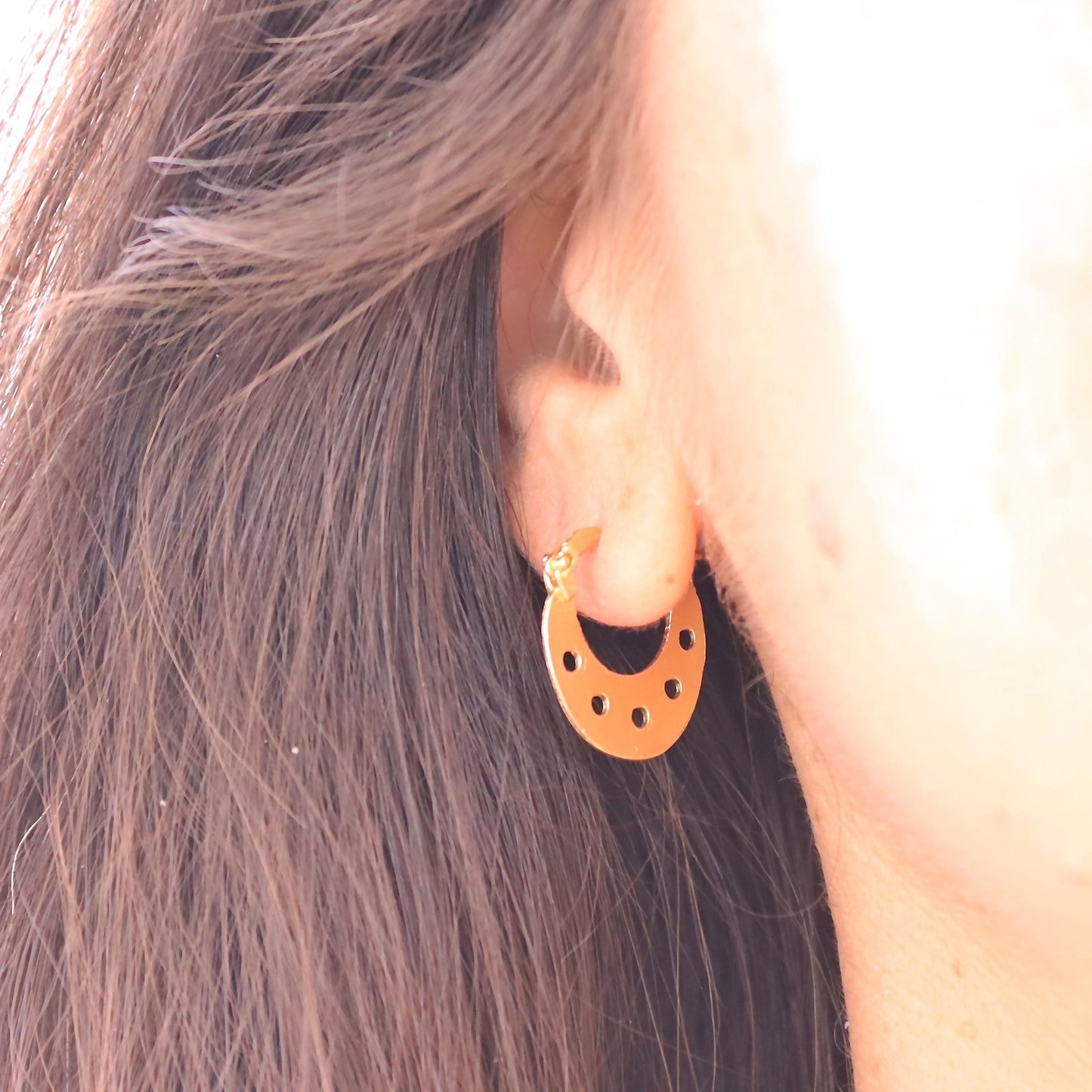Solid 14k gold hoop earrings, Horseshoe jewelry