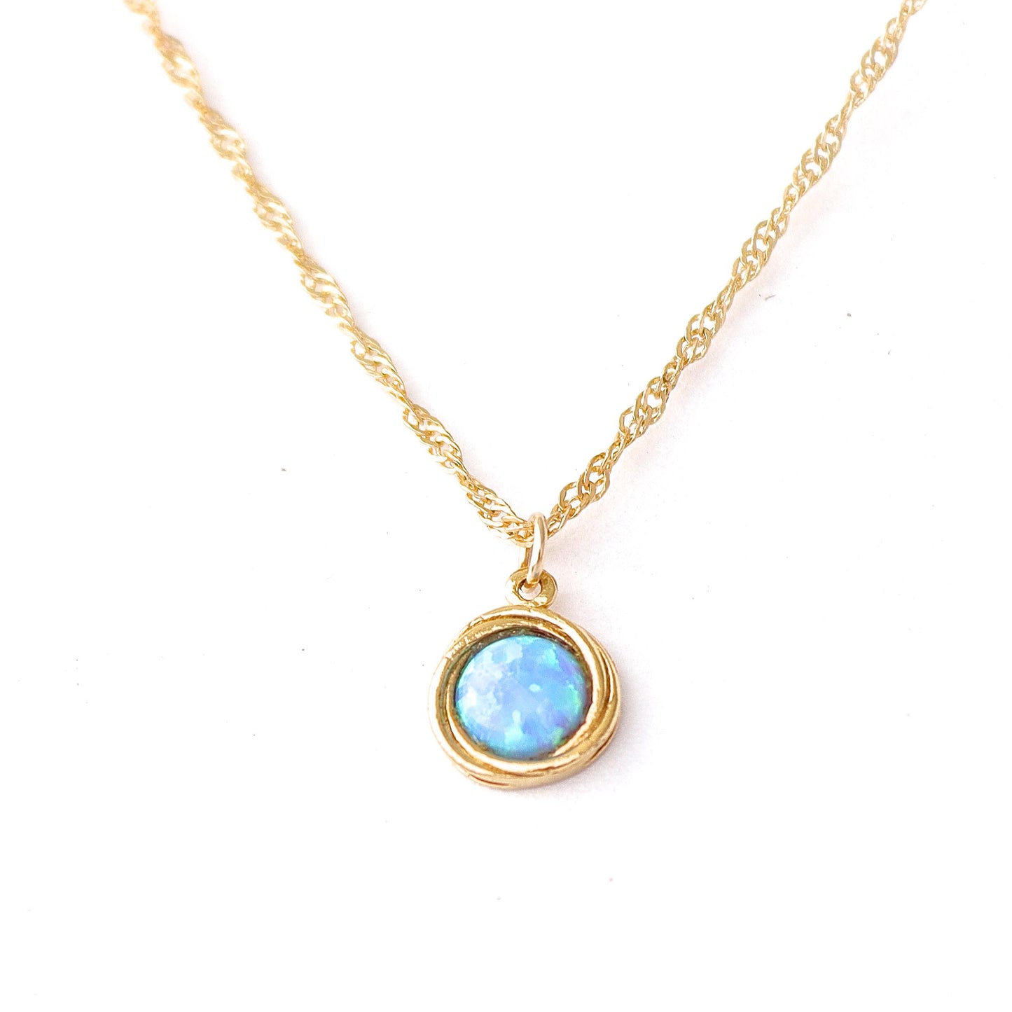 14k gold Opal Necklace pendant, White Opal Necklace