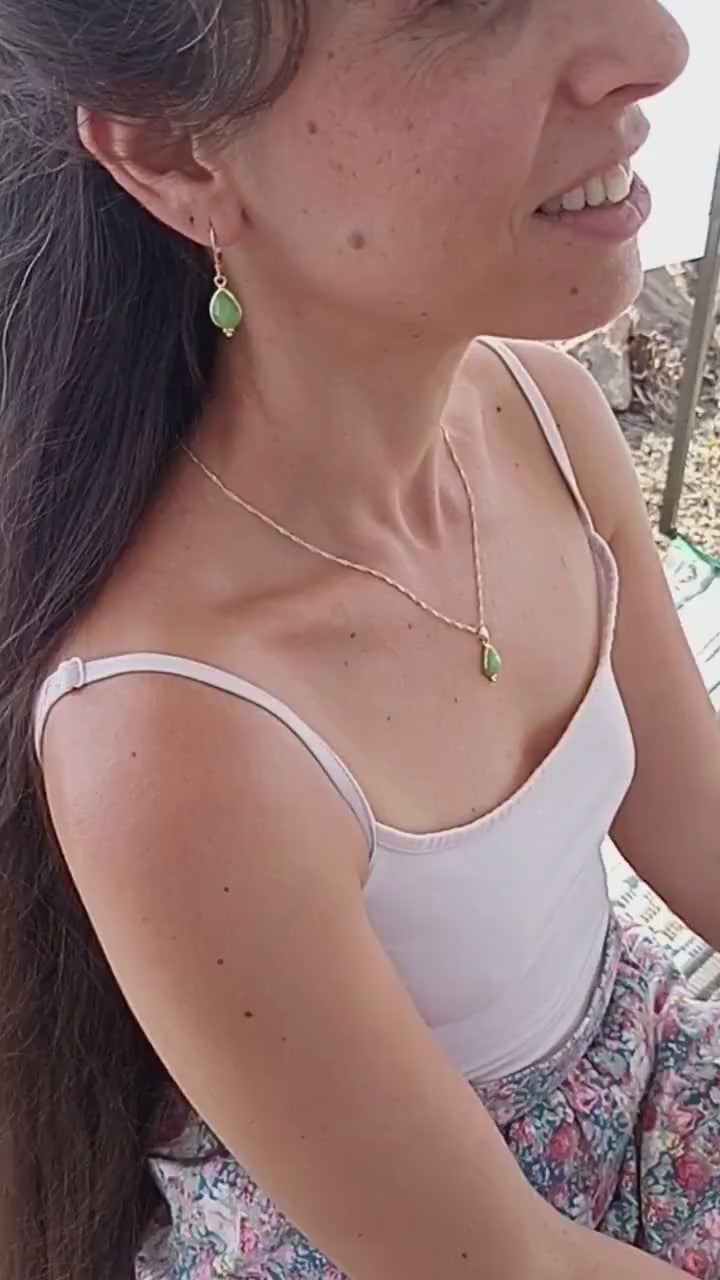 Rose quartz in 14k gold teardrop dangle earrings