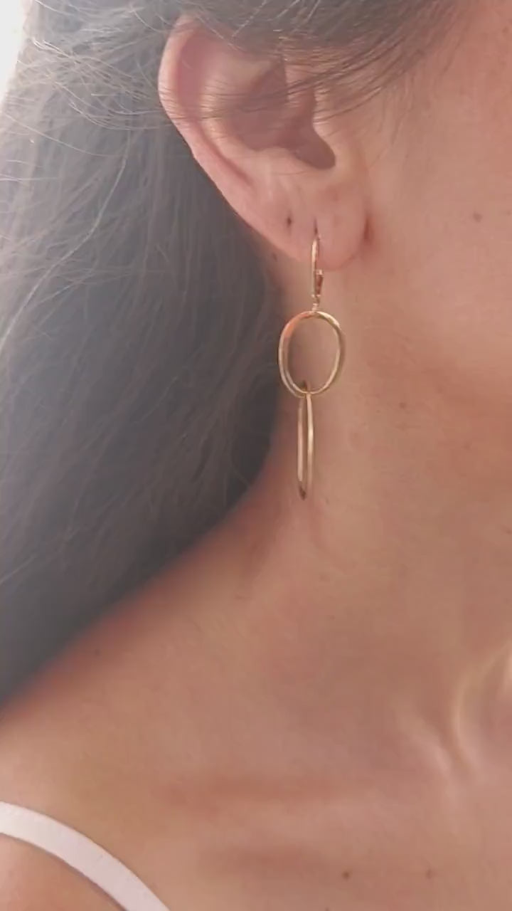 Link 14k gold dangle earrings
